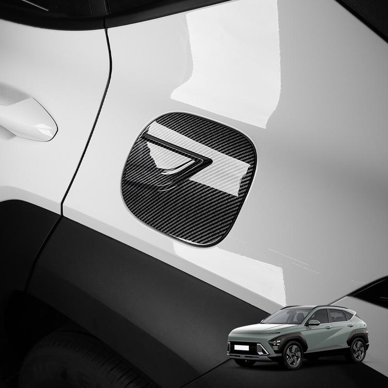 For Hyundai  KONA 2024 2025 Carbon Fiber Style Car Fuel Tank Cap Cover Trim Car Accessories LHD/RHD