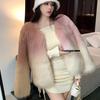 Manteau en fausse fourrure pour femme, mode dégradé de couleurs, automne hiver, élégant, chaud, vêtements d'extérieur, vestes en fausse fourrure pour dames