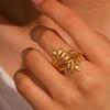 Stainless Steel Rings Minimalist Irregular Print Open Ring Personality Design Fashion Ring For Women Anniversary Gift New Senior