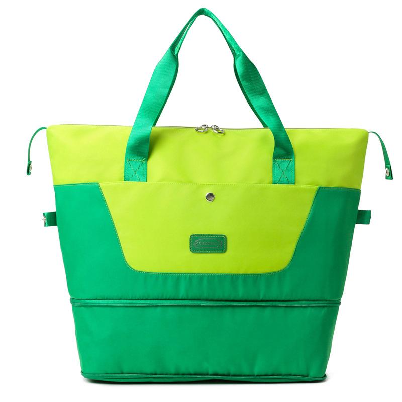 

Дорожня сумка великої місткості з розділенням на мокре та сухе, розширювана спортивна сумка-даффл для жінок, сумка для плавання, йоги, фітнесу, дизайн з контрастними кольорами зелений