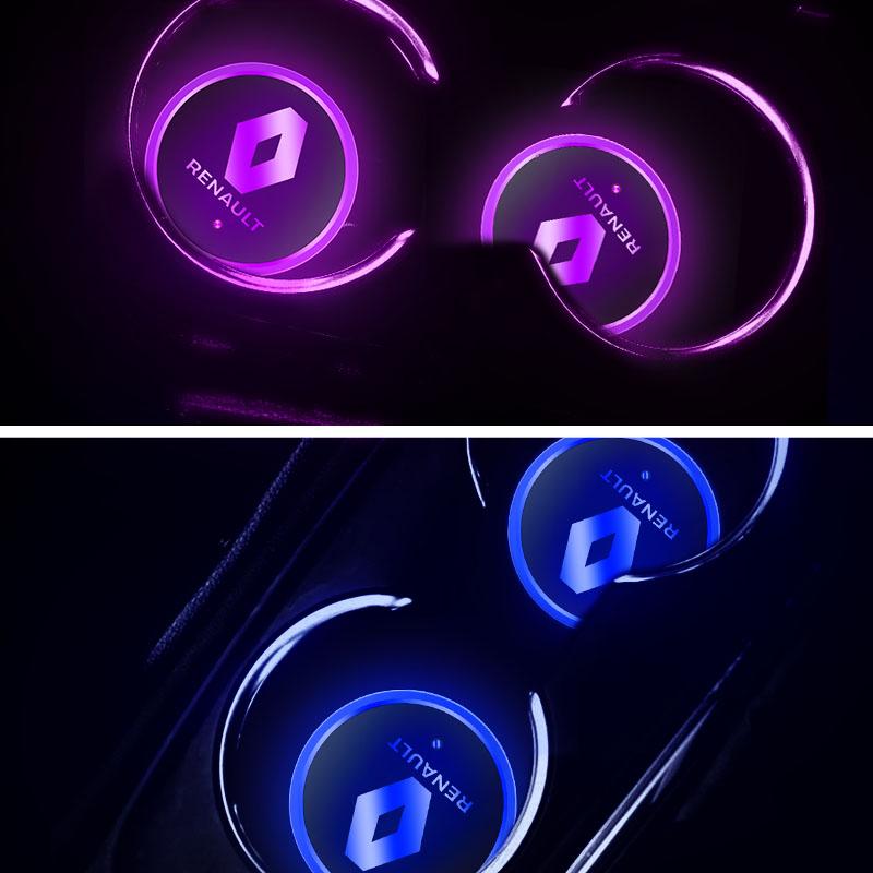 2Pcs 7Colors LED Car Cup Holder Lights For Tesla Model 3 Y X  Changing USB Luminous Coaster Water Cup Bottle Pad