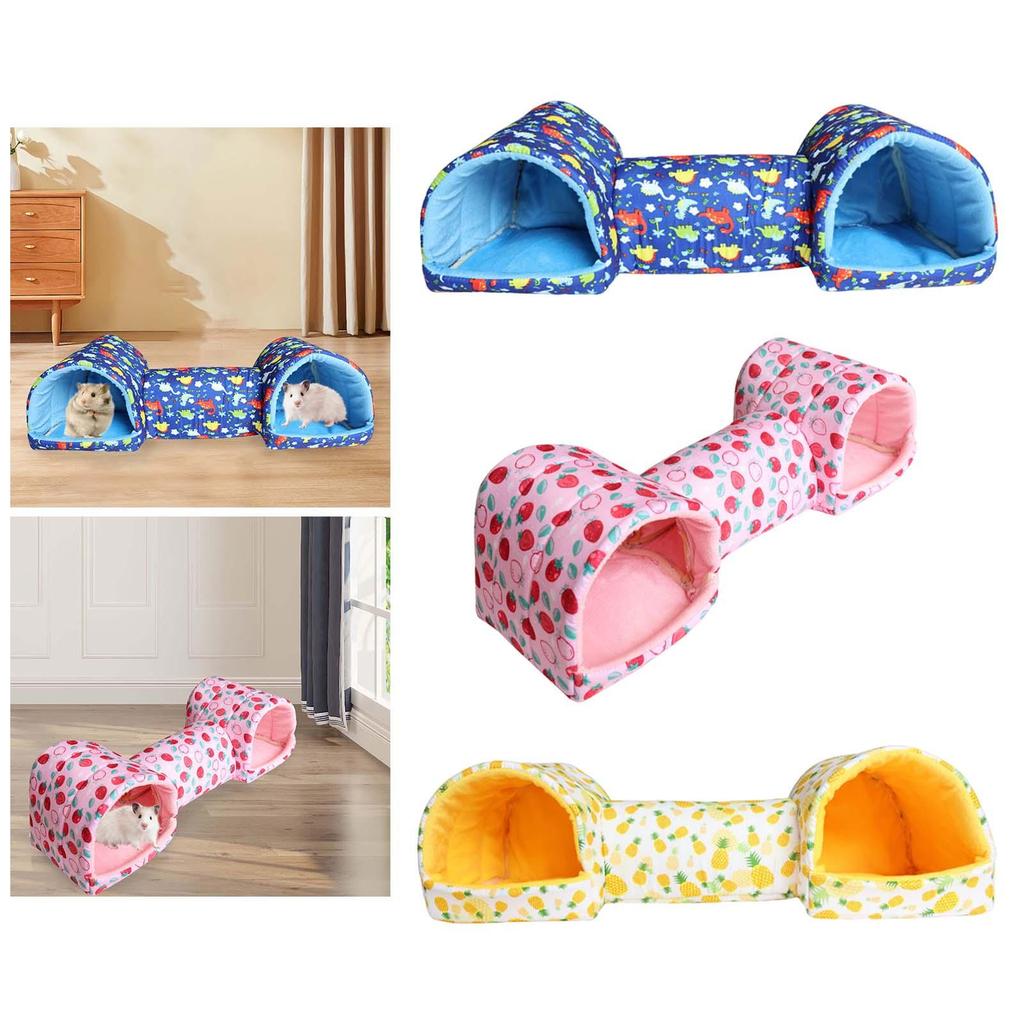 Guinea Pig Tunnel and Bed Hamster Hideout Breathable Entertainment Corner Tunnel Tube Guinea Pig Bed for Small Pets Mice