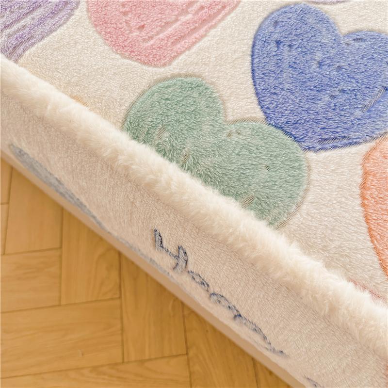 WOSTAR Luxury double bed fitted sheet elastic mattress protector cover couple winter warm fluffy coral fleece bedspread 150x200