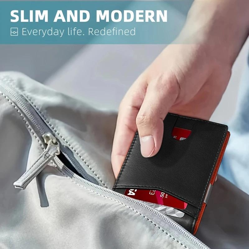 Minimalist Men's RFID Blocking Multi-functional Ultra-thin 12-card Wallet, Front Pocket Bi-fold Solid Color Portable Card Holder