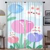 Elegant Room Curtains 2 Pieces Kawaii Flower Window Curtain Halloween Decoration Shades Curtains for Bedroom Partition Living