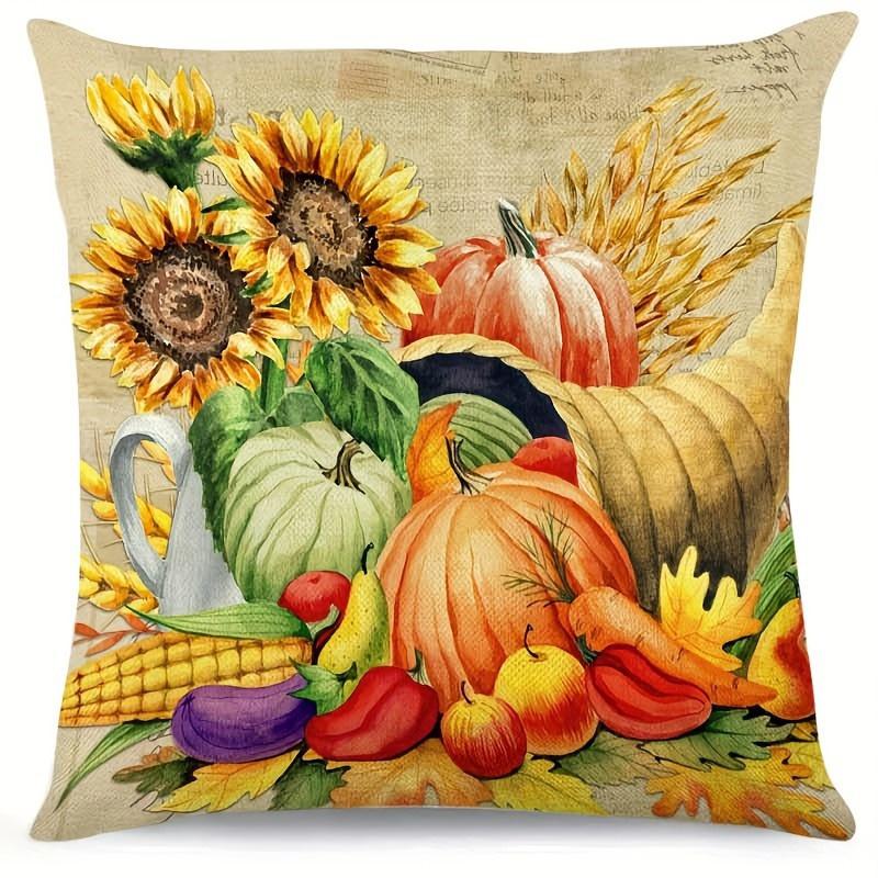 

Домашний декор Осенние сцены: Наволочка с узором из тыкв, кошек и подсолнухов, подходит для дивана, спальни, автомобиля 45x45cm