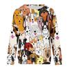 Ladies Casual Fashion Print Long Sleeve Round Neck Pullover T-Shirt Top