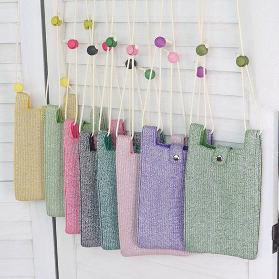 Knitted Mobile Phone Bag Solid Color Shoulder Bag Crossbody Sling Bag with Adjustable Strap for Street Daily Outings Travel Commuting