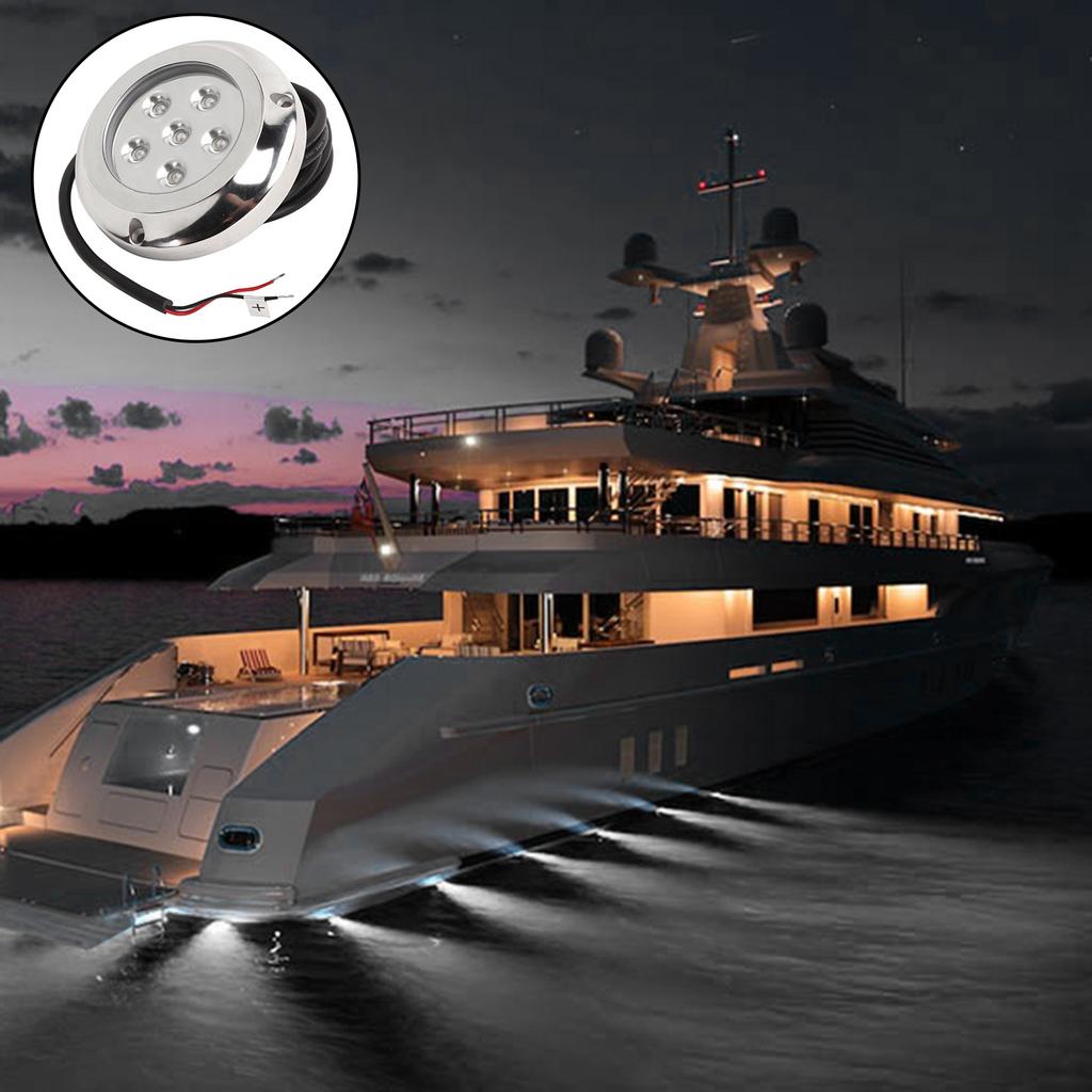 12V 24V Yacht Underwater Light 316 Stainless Steel 100 degrees Lighting Angle IP68 Waterproof 6 LED Chips Seawater Tail Dome Swimming Pool Lamp