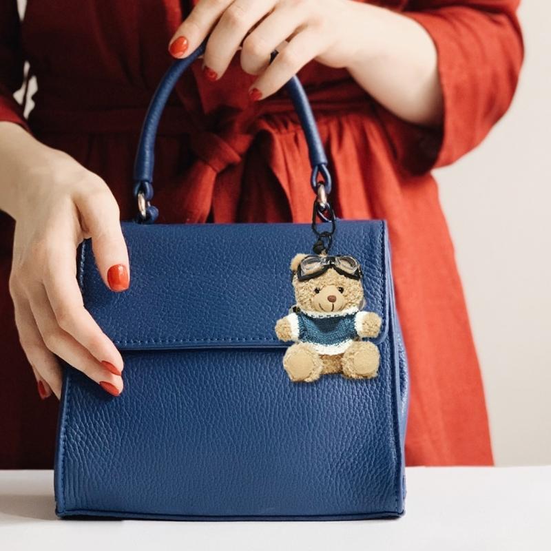 Lovely Pilot Bear Keychain Cute Pendant for Bag and Key Plush Keyring Phone Charm Personalized Animal Decoration