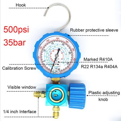 Verteilermessgerät-Kit für R22/R410A/R134A/R404A-Klimaanlagen-Verteilermessgerät, Hoch- und Niederdruck-Kühlwerkzeug mit Schauglas