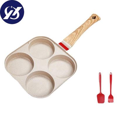 Koekenpan met vier gaten, verdikte omeletpan, antiaanbaklaag, eierpannenkoek, steakpan