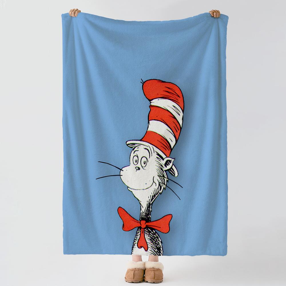 The Cat in the Hat Throw Soft Warm Flannel Blanket Multiuse Throw for Bed Sofa Office Air Conditioning Nap Blanket