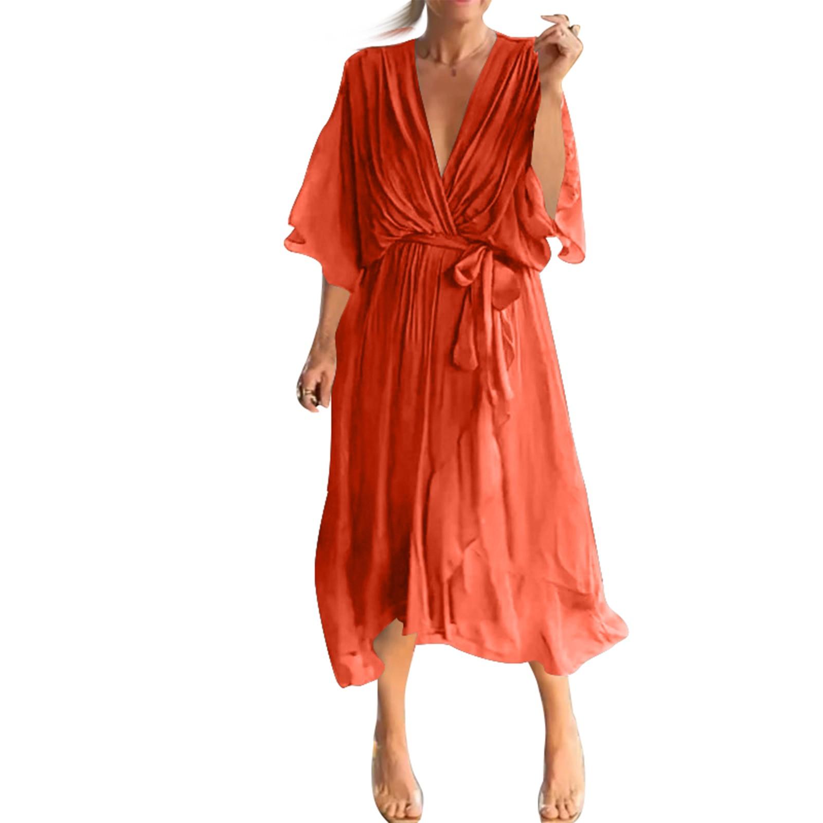 

Women s Dresses Seven Split Sleeve Loose Casual Light Irregular Plus Size Dresses L Кіновар