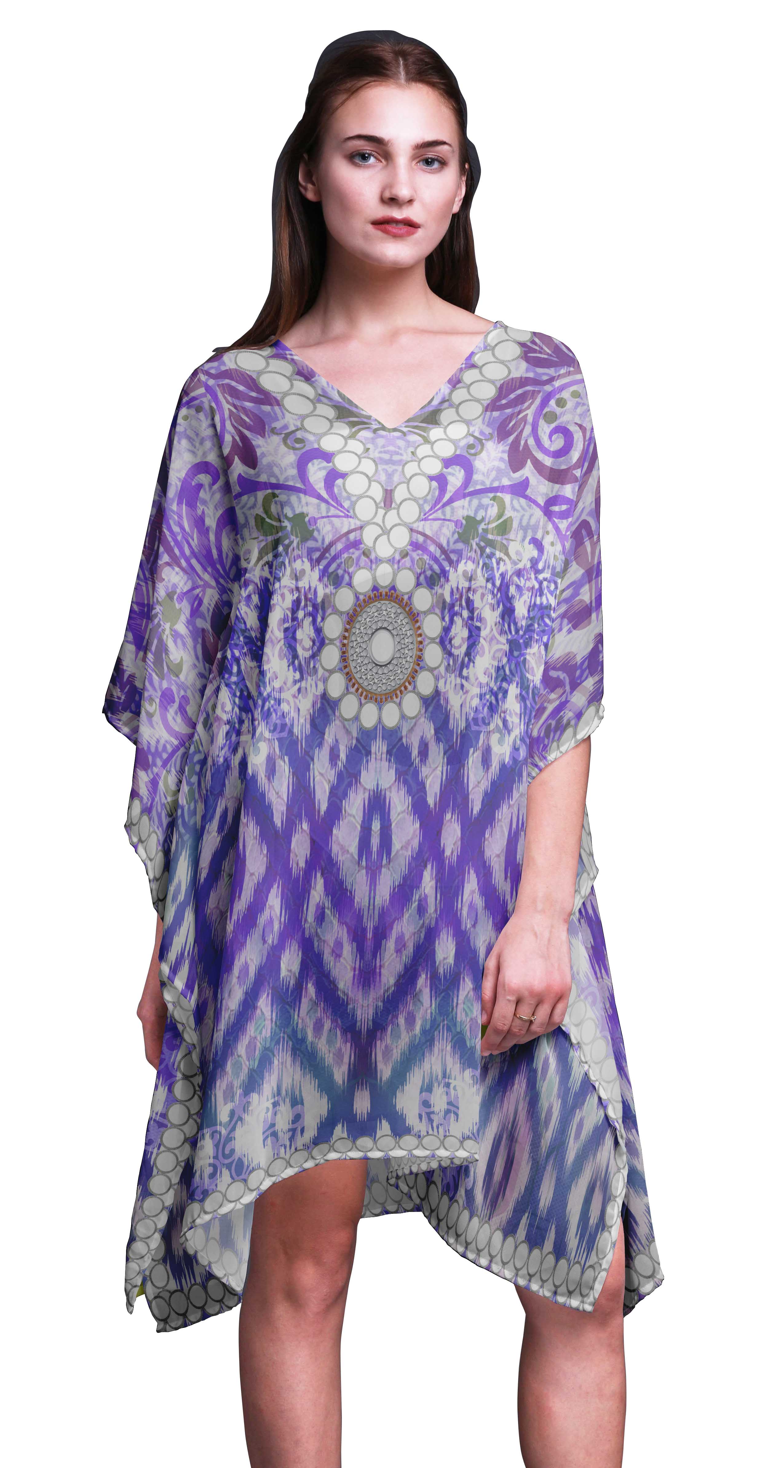 

Phagun Жіноча коротка пляжна кафтан, пляжна сукня-бікіні Coverup Midi Dress-4X-5X XL-3X Фіолетовий