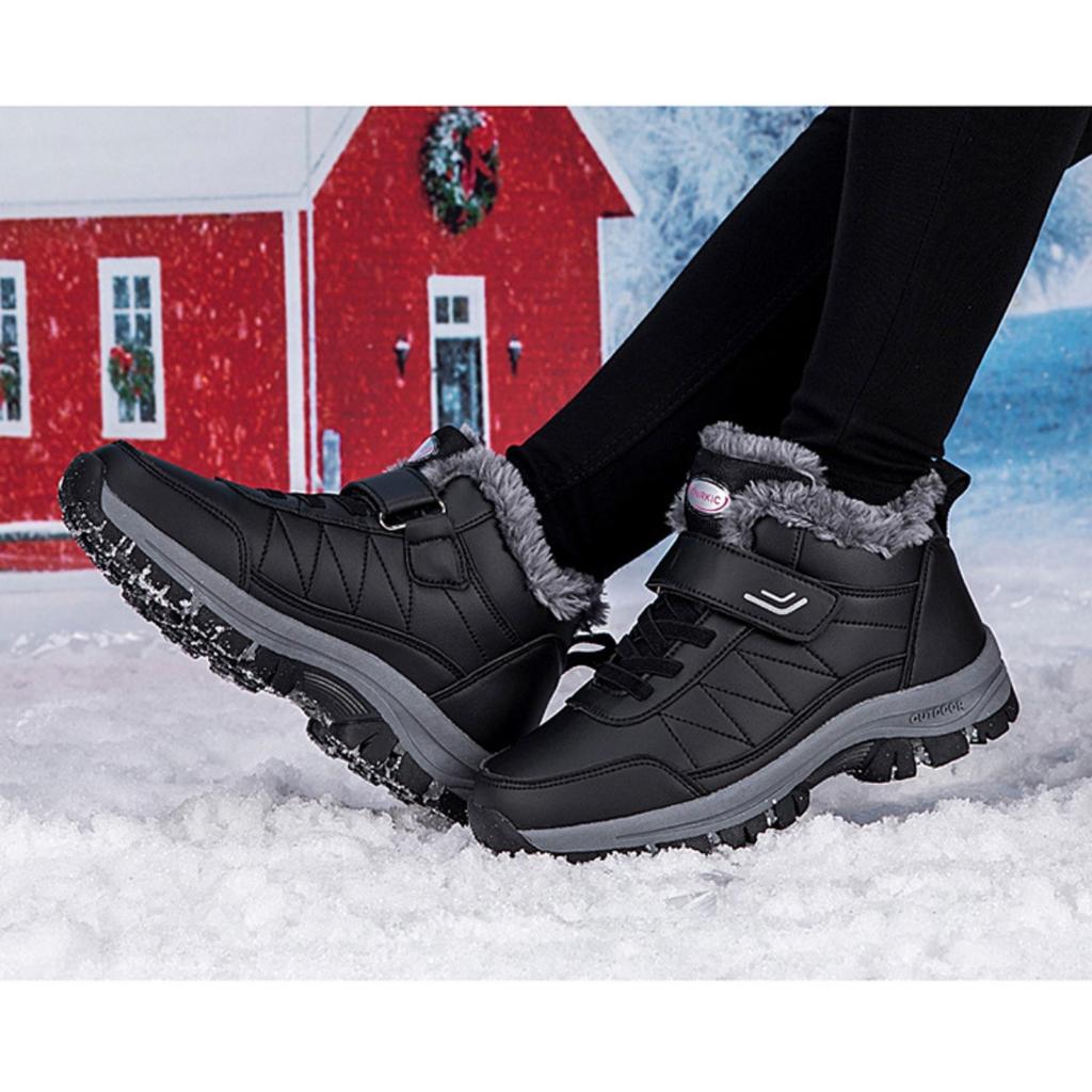 Outdoor Men's Cotton Shoes, Winter High Top Snow Shoes, Hiking Shoes, Waterproof and Plush Snow Boots
