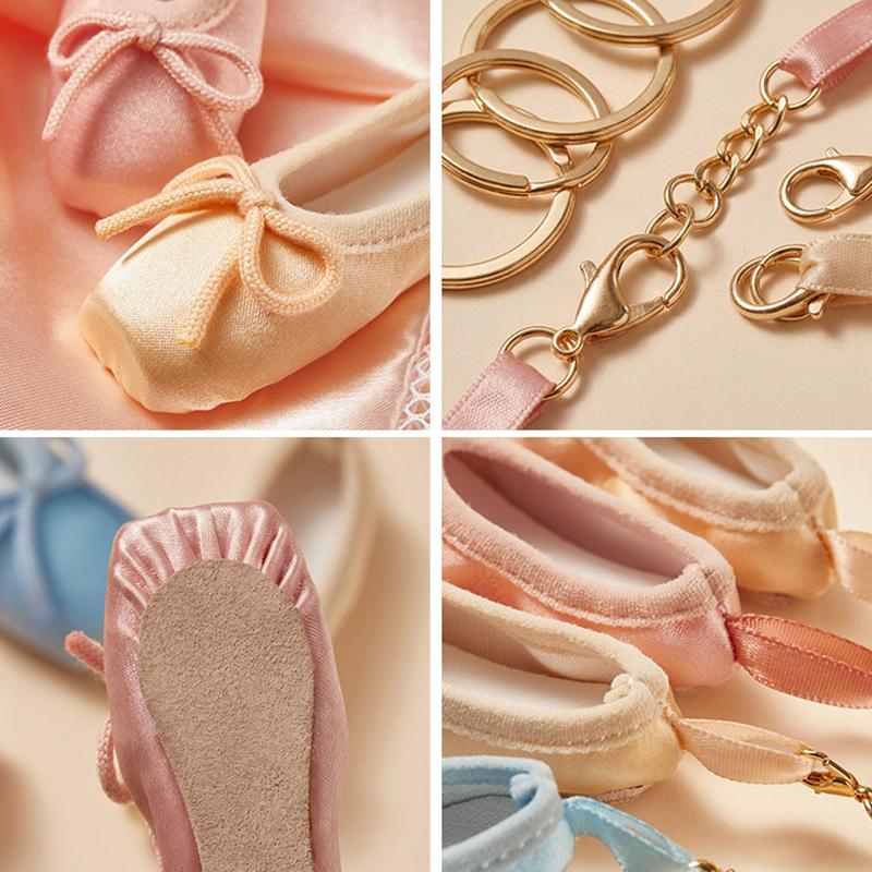 Satin Mini BallettSchuhe Schlüsselanhänger Spitzschuh BallettSchuh Form Spitzschuhe Schlüsselanhänger Abnehmbar Einfarbig BallettSchuh Schlüsselanhänger