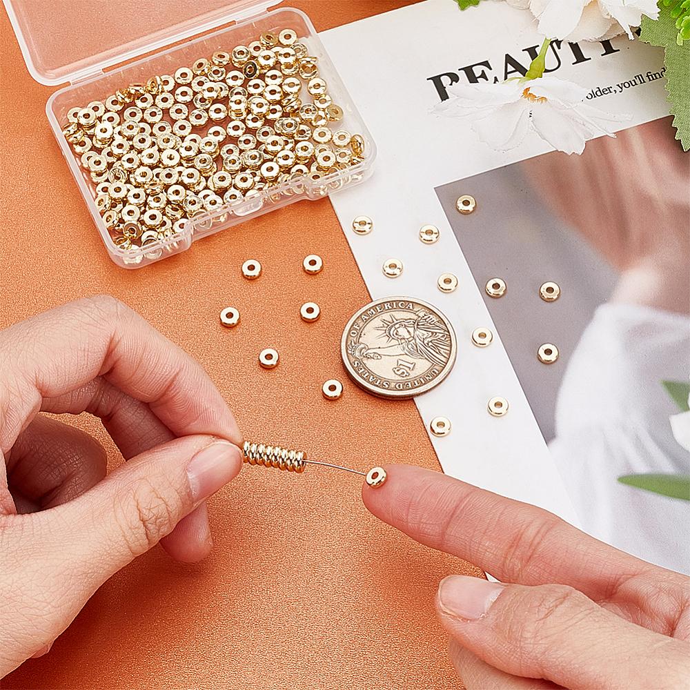 200Pcs Rack Plating Brass Spacer Beads, Long-Lasting Plated, Cadmium Free & Lead Free, Flat Round, Real 18K Gold Plated, 5x1.5mm, Hole: 1.6mm