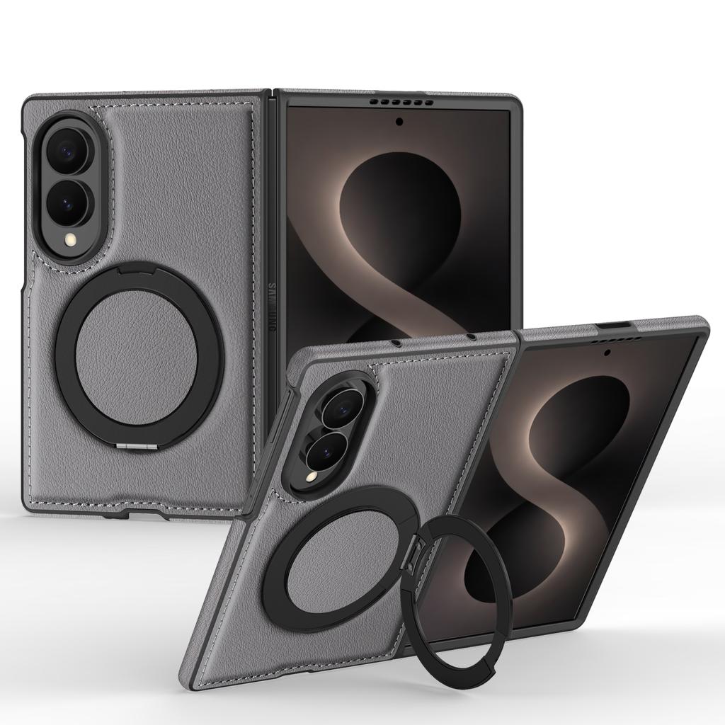Luxury Business 360 Rotating Magnetic Stand Leather Case for Samsung Z Fold 8 Wide Shockproof for Magsafe Skin Feel Slim Cover