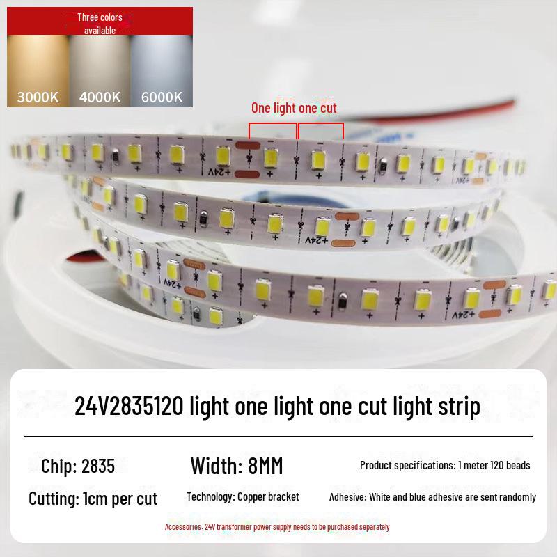 Self-Adhesive Low Voltage 24V LED Light Strip with 120, 180, or 240 Beads in Aluminum Groove, Double Row Design