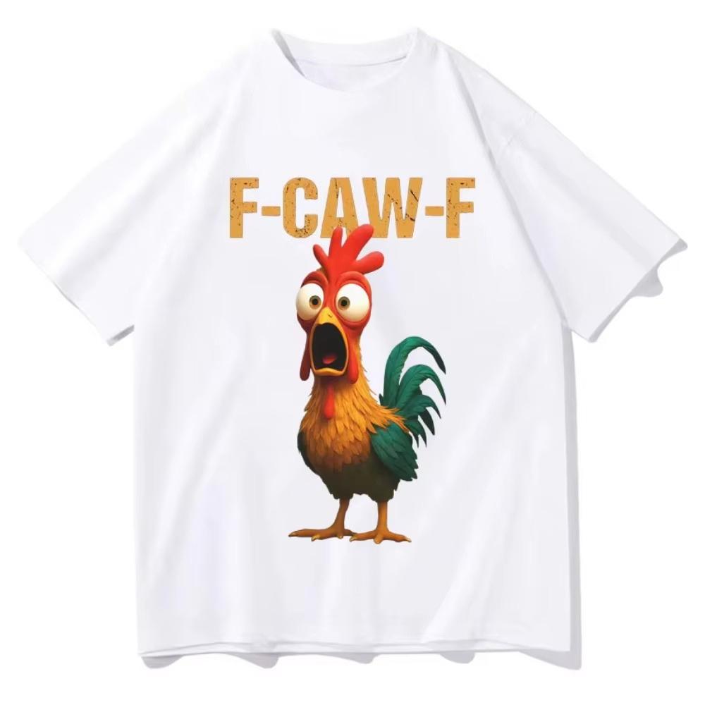 Summer Funny F Caw F Chicken Harajuku New Short Sleeves Top Mens Humor Unisex T Shirt Chicken Aesthetic Casual summer Tshirt