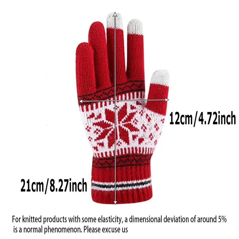 Winter Warm Knitted Gloves, Fashion Handmade Christmas Snowflake Embroidery Touchscreen Gloves for Women Men, Christmas Gifts