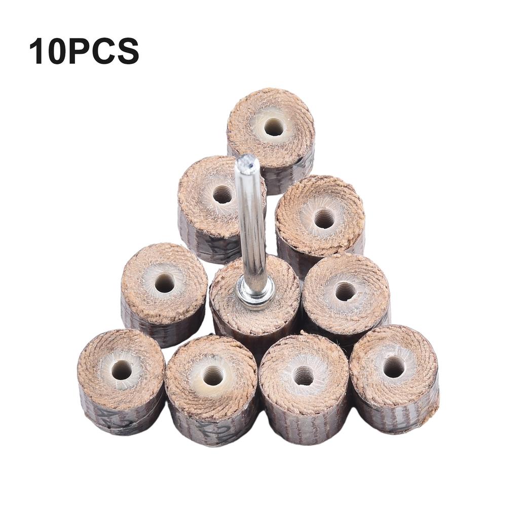 Flap Wheel Sanding Discs 10pcs with Mandrel for Woodworking and Metal Finishing Using Drill Press or Handheld Drill
