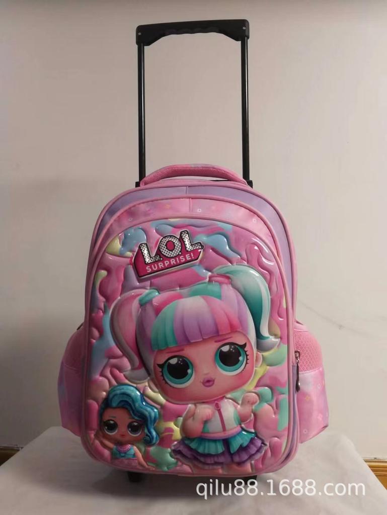 16-Inch Round Rod Schoolbag, Student Tie Rod Schoolbag, Boys And Girls, Children'S Dual-Purpose Backpack, Backpack 3-6 Level Burden Reduction