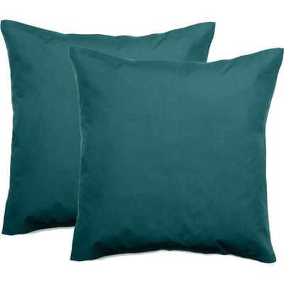 Set aus 2 Kissenbezügen Perkal reine gekämmte Baumwolle Langstapel 80 Fäden/cm² Südwind - Entenblau - Set aus 2 Kissenbezügen