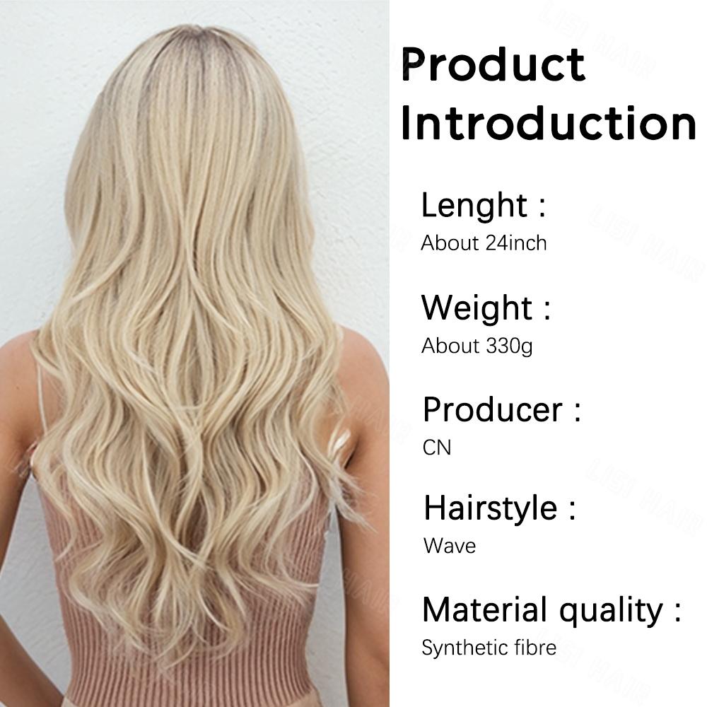 MISSQUEEN Long Wavy Blonde Wigs For Women Middle Part Synthetic Wig Natural Looking Heat Resistant Fiber Wigs