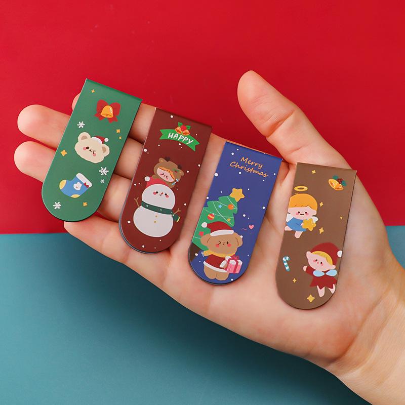 Exquisite Cartoon Christmas Magnetic Bookmarks: Cute, Creative Page Clips - Perfect Small Gifts & Student Stationery