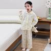 Spring And Summer New Children'S Gauze Pajamas Boys And Girls Printed Long-Sleeved Trousers Loungewear Set Loose And Thin