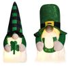 Patricks Day Gnomes Plush Dolls Figurine for Festival Decors with LED Light Leprechaun Hat Santa Elf Figure Toy Ornament