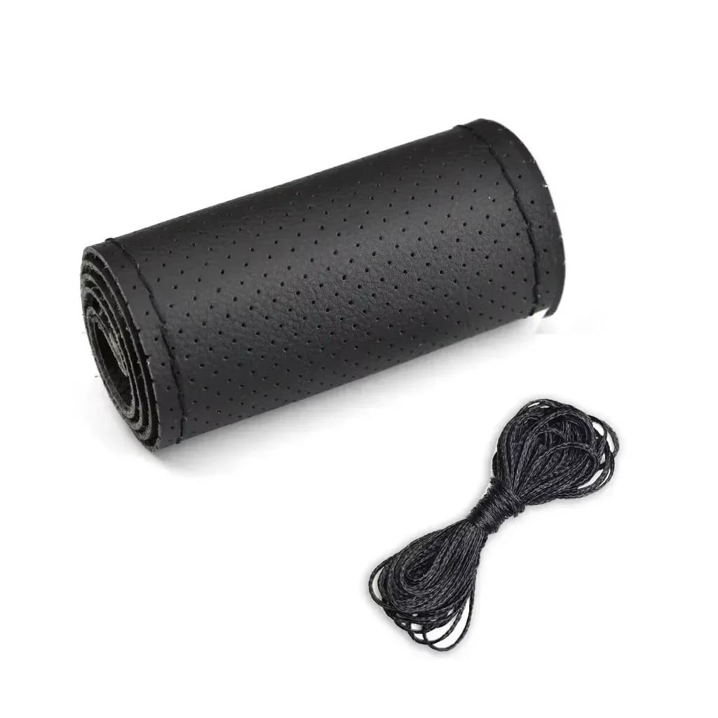 PU Leather Steering Wheel Cover 37-38cm Universal DIY Braided Car Steering Wheel Protector with Needles and Thread