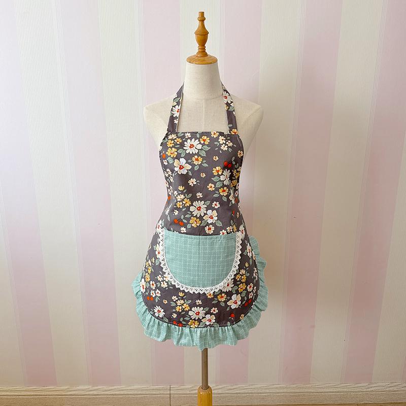 Korean Style Cotton Lace Apron - Cute, Sleeveless, Anti-Stain Kitchen Wear