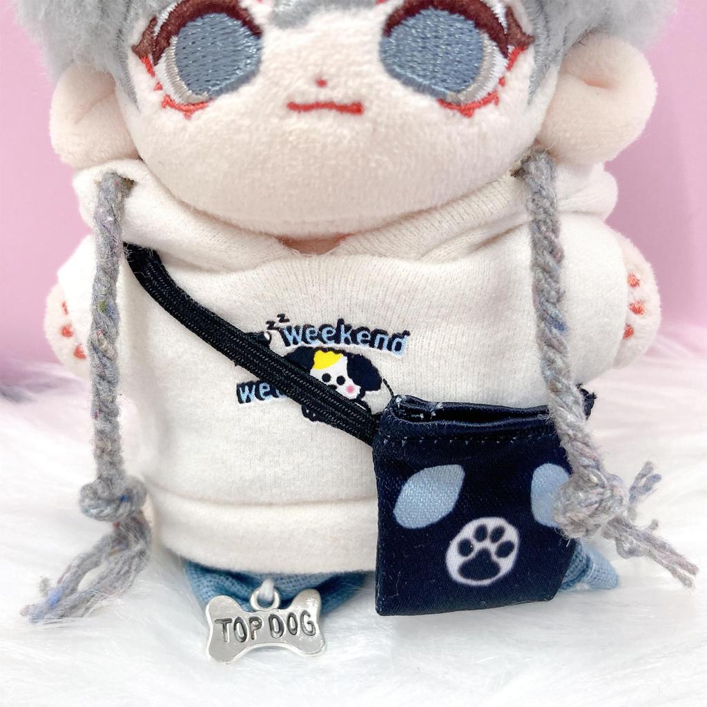 Street Casual Plush Clothes Set (4 Pieces) [Hat, Shirt, Pants, and Bag] for 10cm Plush Toys, Kigurumi Accessories, Otaku Activities, Doll Mascot,