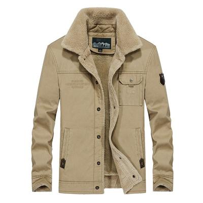 Men's Autumn and Winter Cotton Coat Men's Lapel Plus Velvet Thickened Short Warm Lambswool Cotton Coat Men's Jacket
