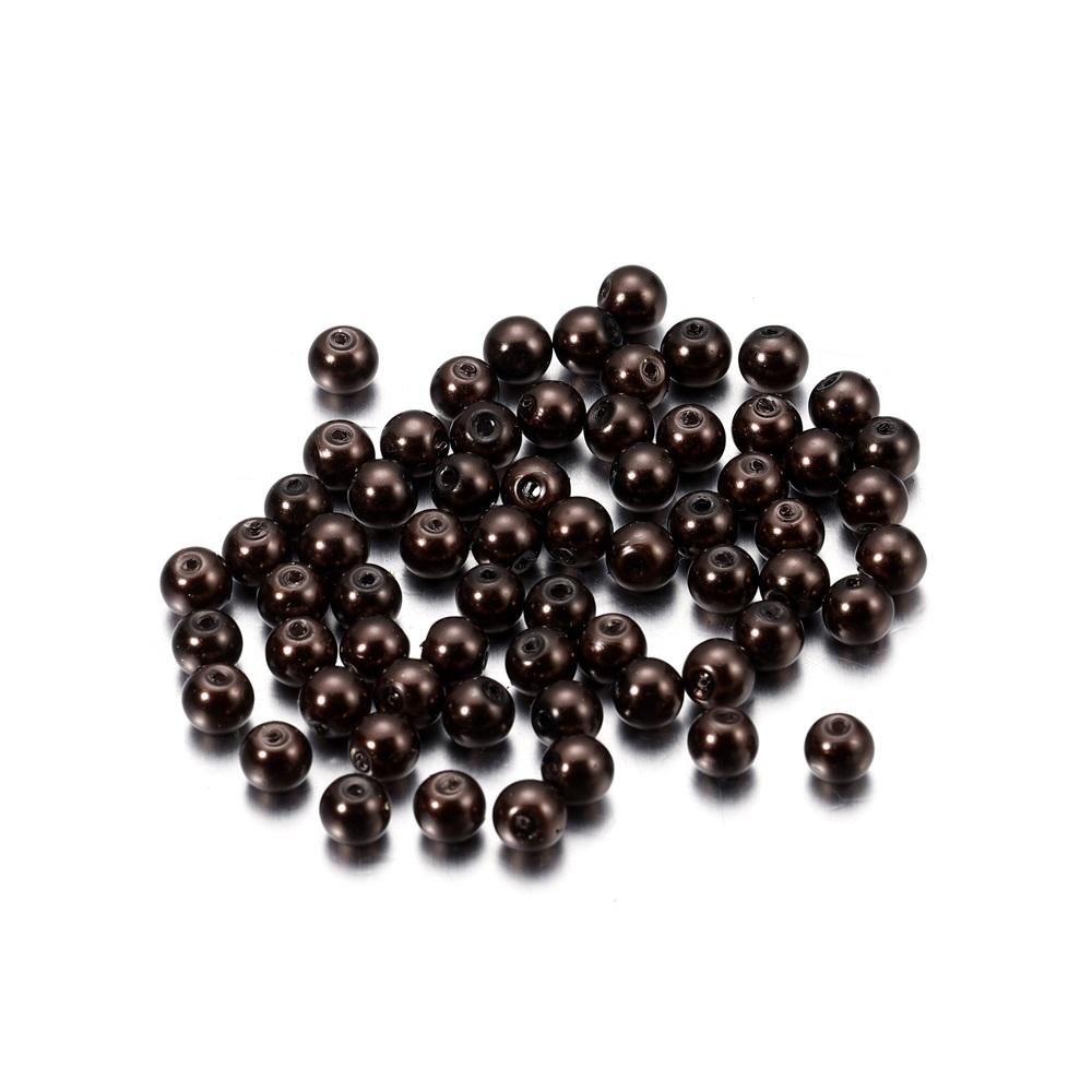 50-100Pcs 4/6/8mm Round Glass Bead Imitation Pearl Beads for DIY Earrings Necklace Jewelry Making Findings Accessories 4mm x 100Pcs