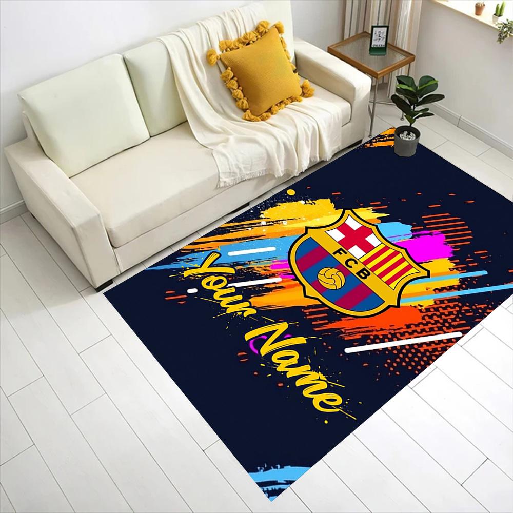 Barcelona Club Customize Text Floor Rug Office Rug Perfect for Entryway Study room Dormitory Decorate room Anti-slip Rug Decorate Offices