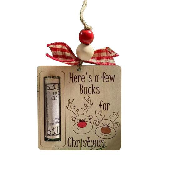Håndlaget trepengeholder Juletre Reinsdyr Pengeklemme Lommebokpynt med velsignelse Plassering Pengeautomat for juletrehjem
