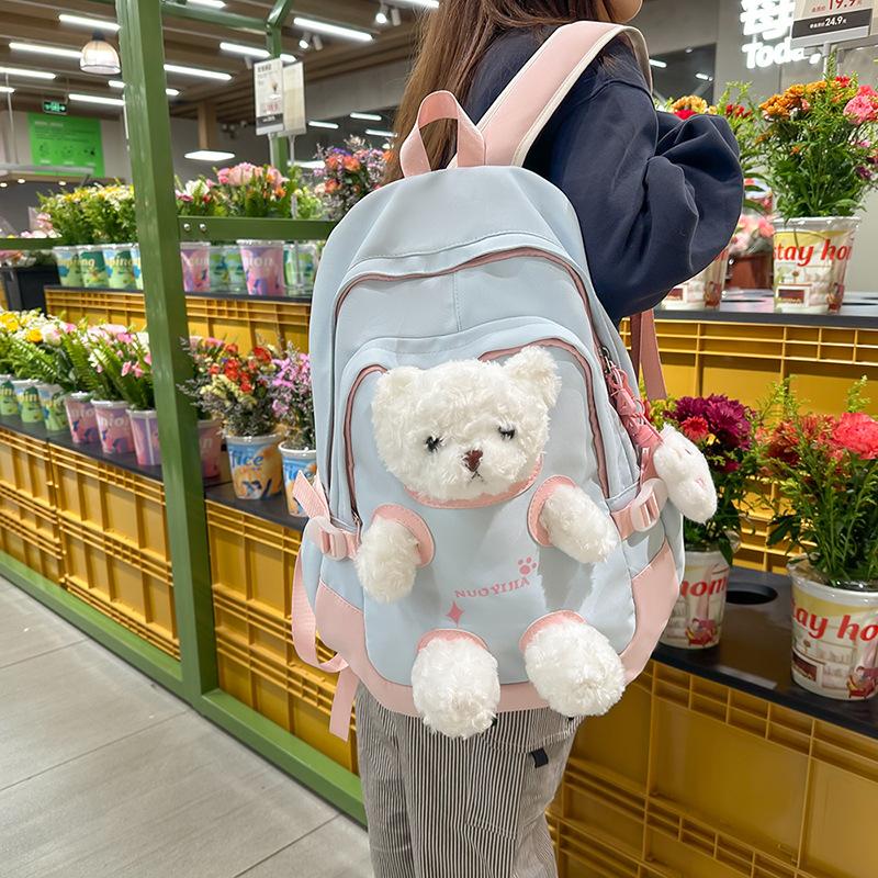 Zaino Trendy da Ragazza Adolescente Orsetto Carino Scuola di Alto Valore Studente di Scuola Media Alunno Zaino Impermeabile in Nylon Borsa per Libri Regalo Sorpresa per le Vacanze dei Bambini