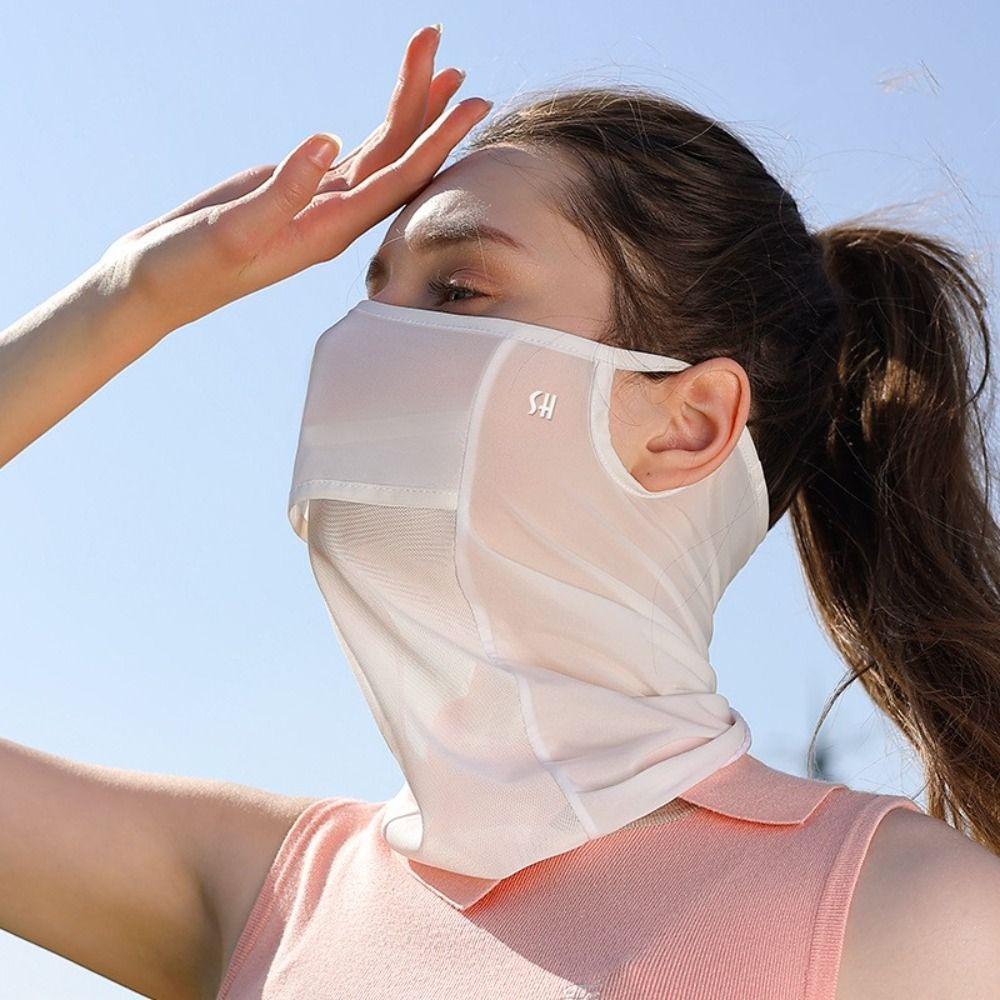 Summer Uv Protect Sun Proof Face Scarf Neckline Mask Ice Silk Bib Face Mask