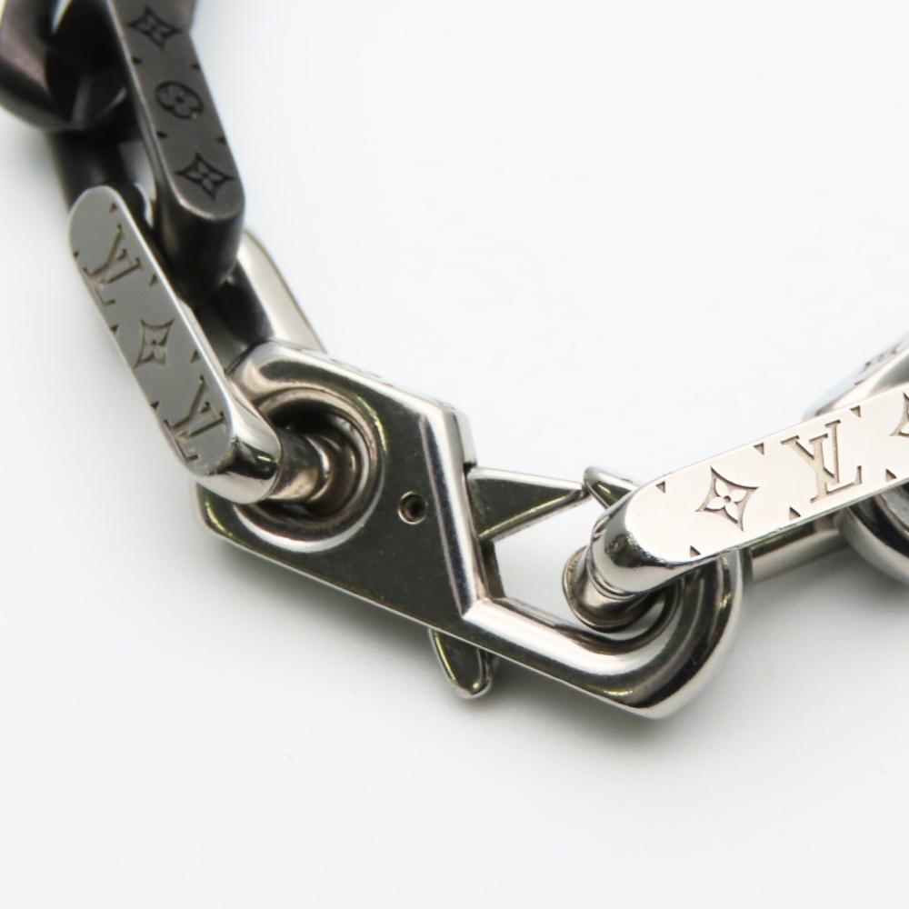 Used LOUIS VUITTON bracelet Monogram Chain M00687 metal 51.3g Silver black Accessories