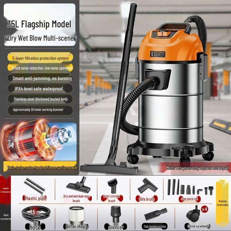 High Suction Power Vacuum Cleaner: Home & Industrial Use, Integrated Sweep & Mop, Dry/Wet Functionality