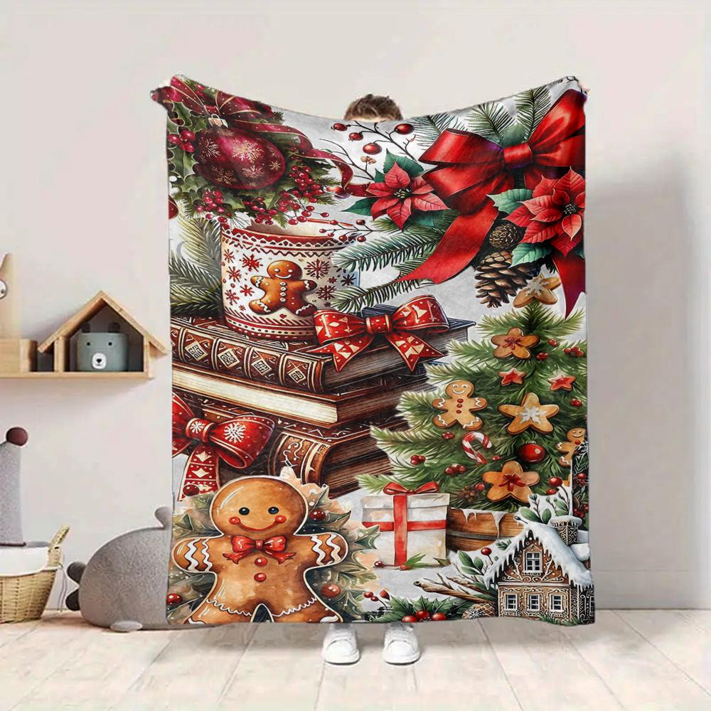 1Pc Christmas Sleigh Ride Blanket Soft And Comfortable Casual Warm Camping Travel Christmas Halloween Gift M91728