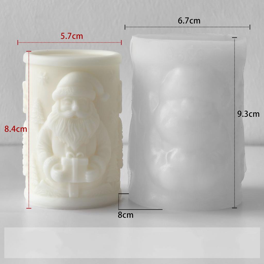 Relief Column Candle Mold Flexible Christmas Plaster Mold Santa Claus Candle Mold Heat-Resistant For Home Decor Christmas Gift