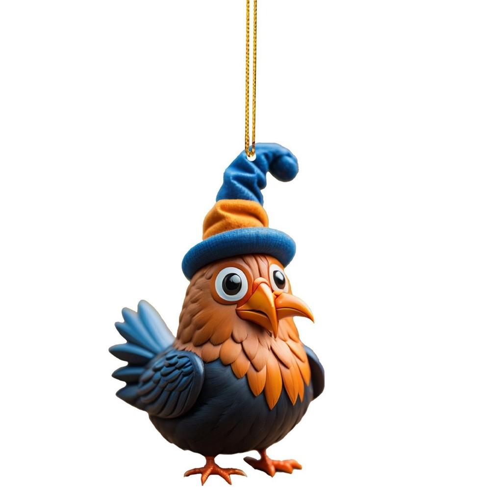 Turkey Cartoon Adorable Acrylic Car Ornament For Joyful Holiday Decor Tree