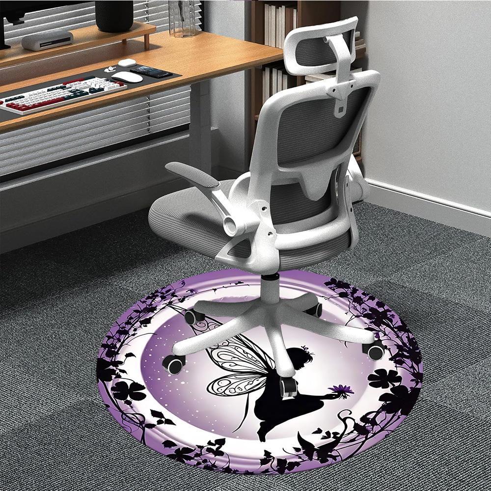 1pc Fairy Garden Office Round Area Rug, Indoor Mat Suitable ForOffice, Under Office Chairs Bedroom Living Room Home Decor, Room Deco, T145