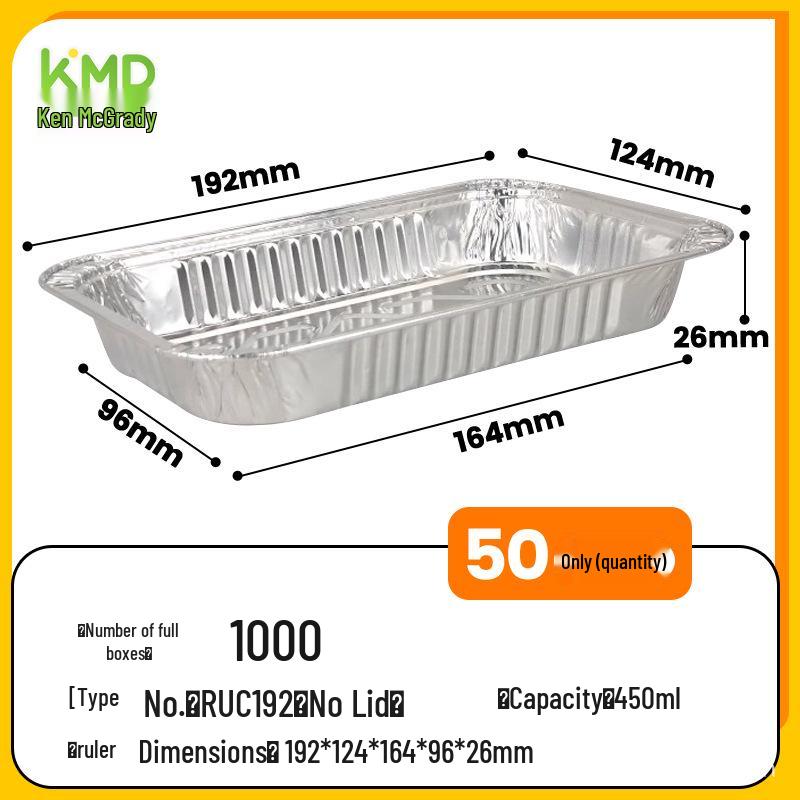 Kenmaidu Thickened Rectangular Tin Foil Box – High-Temperature Resistant Disposable Aluminum for Baked Wings, Oven Use, Customizable