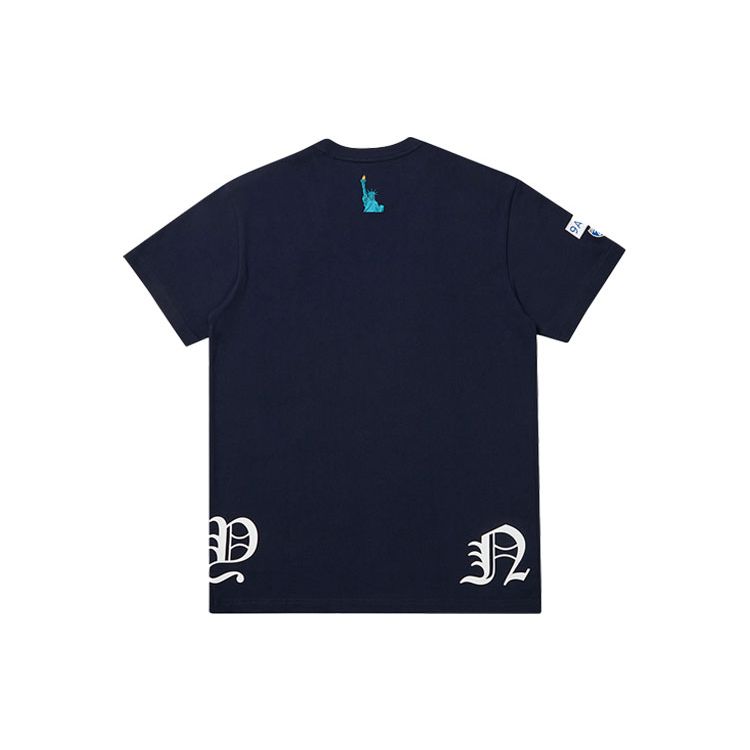 New Era Printed Logo Round Neck T-Shirt Unisex Tops Navy-Blue 12836319